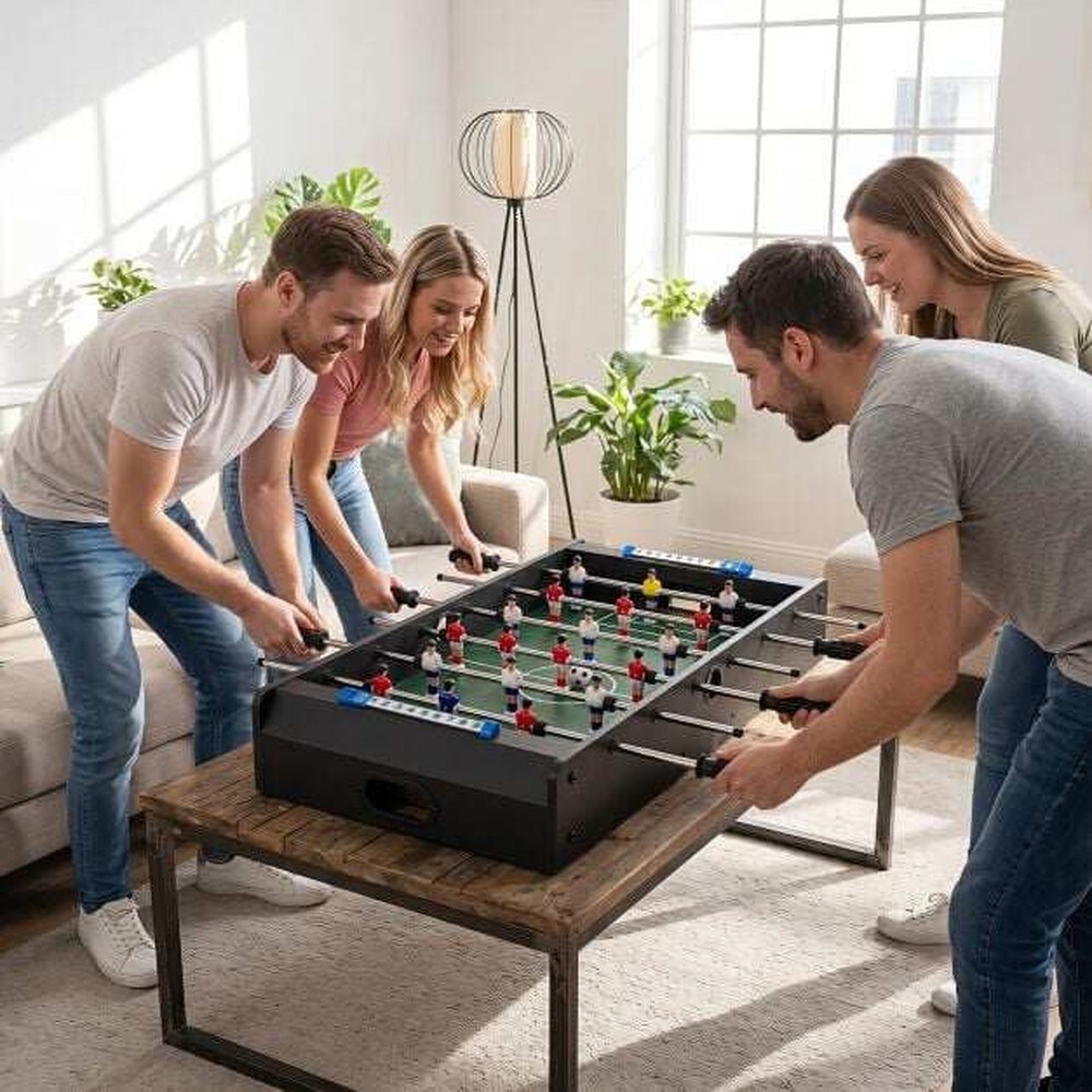 Bordfodbold 109 x 36 x 33 cm – Svart / Sammenklappeligt fodboldbord / Fodboldspil med stænger