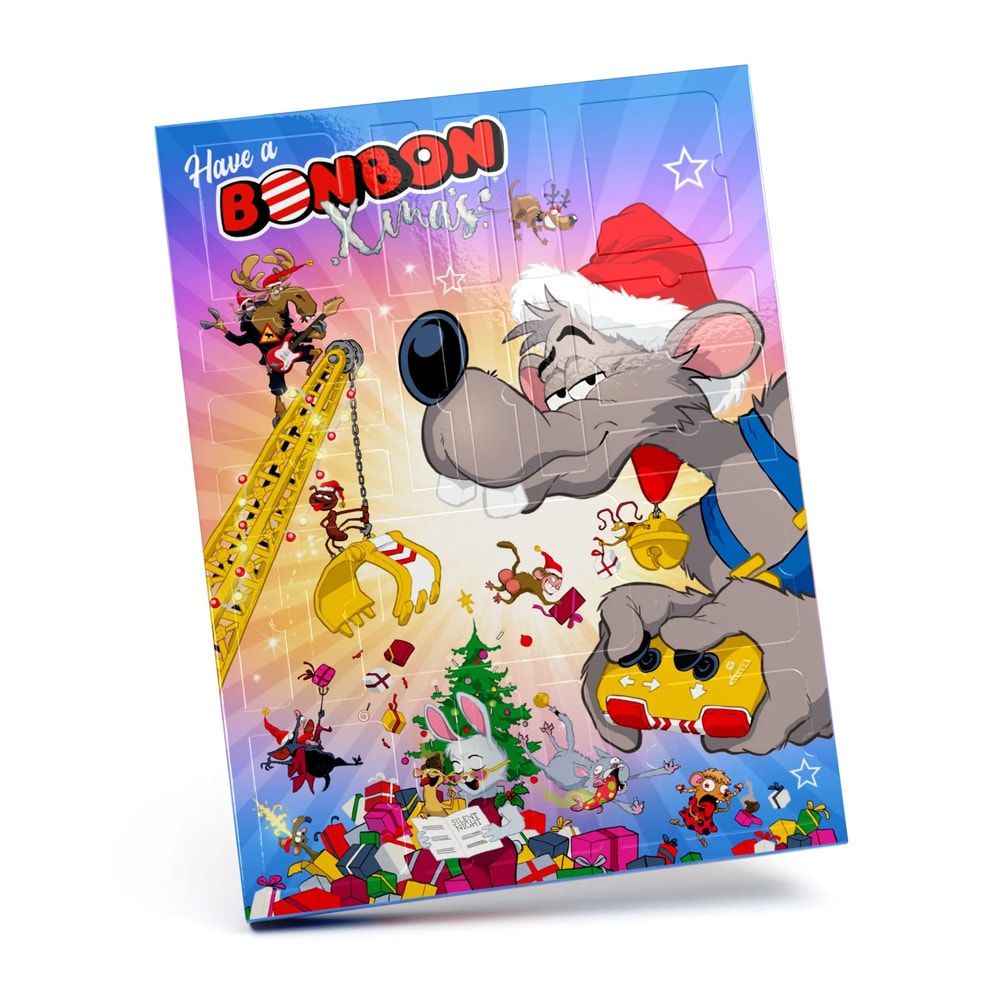 BonBon julekalender 390 g / Adventskalender med sukkerstænger / Slikkalender med lakrids