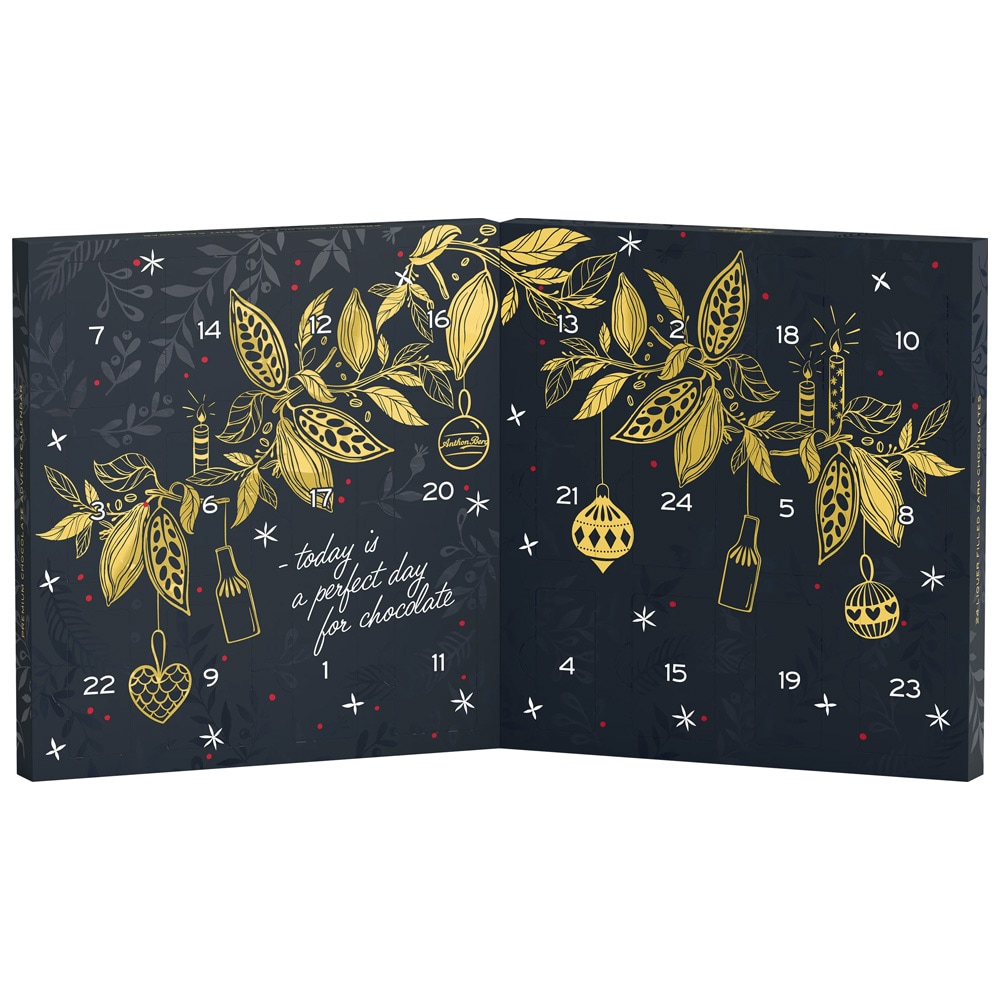 Anthon Berg Liqueurs RA Julekalender, 375 g / Julekalender med likørchokolade / Pralinékalender
