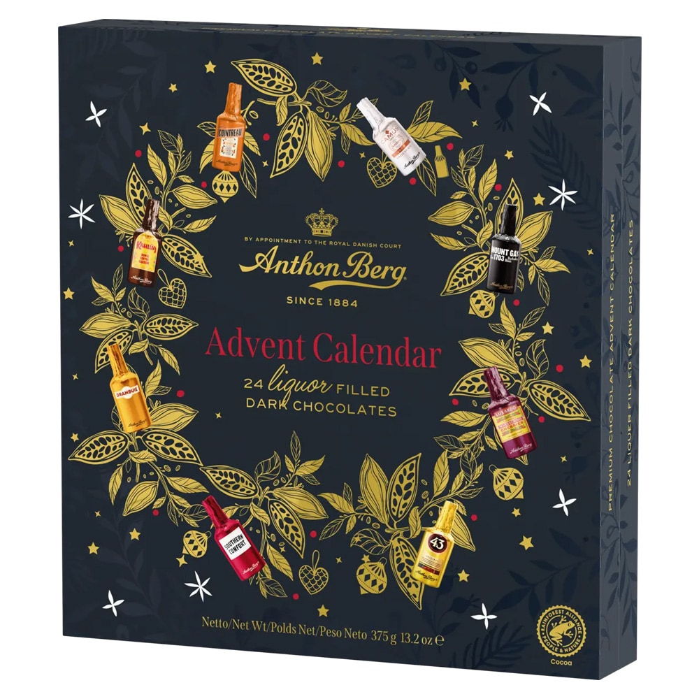 Anthon Berg Liqueurs RA Julekalender, 375 g / Julekalender med likørchokolade / Pralinékalender