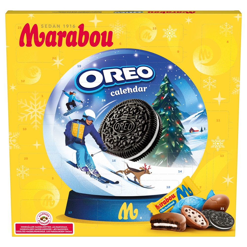 Marabou Oreo-julekalender, 275 g / Chokoladekalender / Julekalender med kiks og chokolade