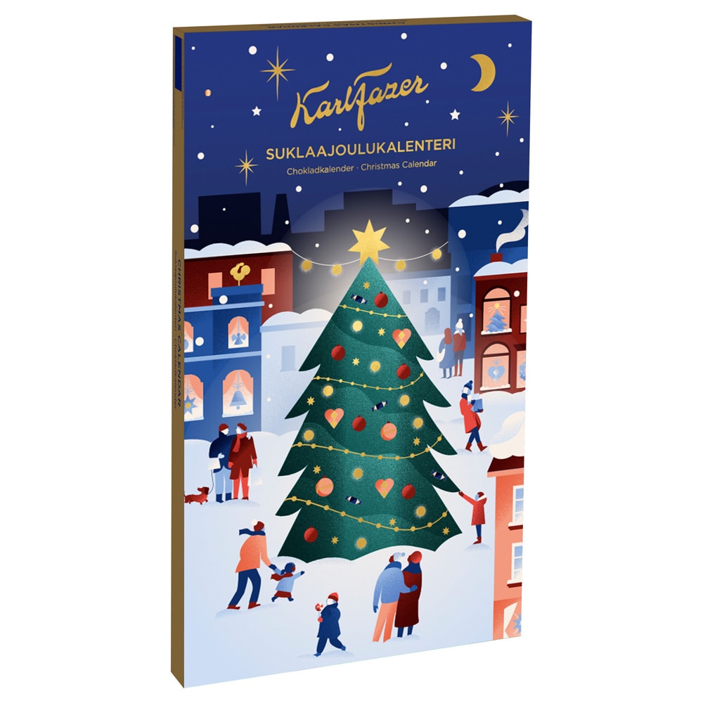 Karl Fazer julekalender, 200 g / Chokoladekalender / Adventskalender med chokoladepraliner