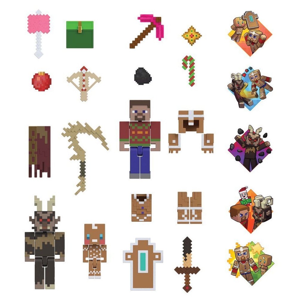 Minecraft-julekalender 2026 / Julekalender med figurer / Legetøjskalender med spiltilbehør