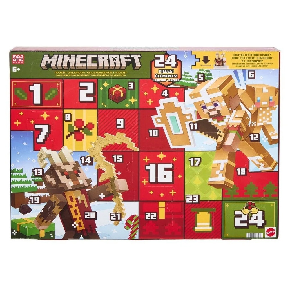 Minecraft-julekalender 2026 / Julekalender med figurer / Legetøjskalender med spiltilbehør