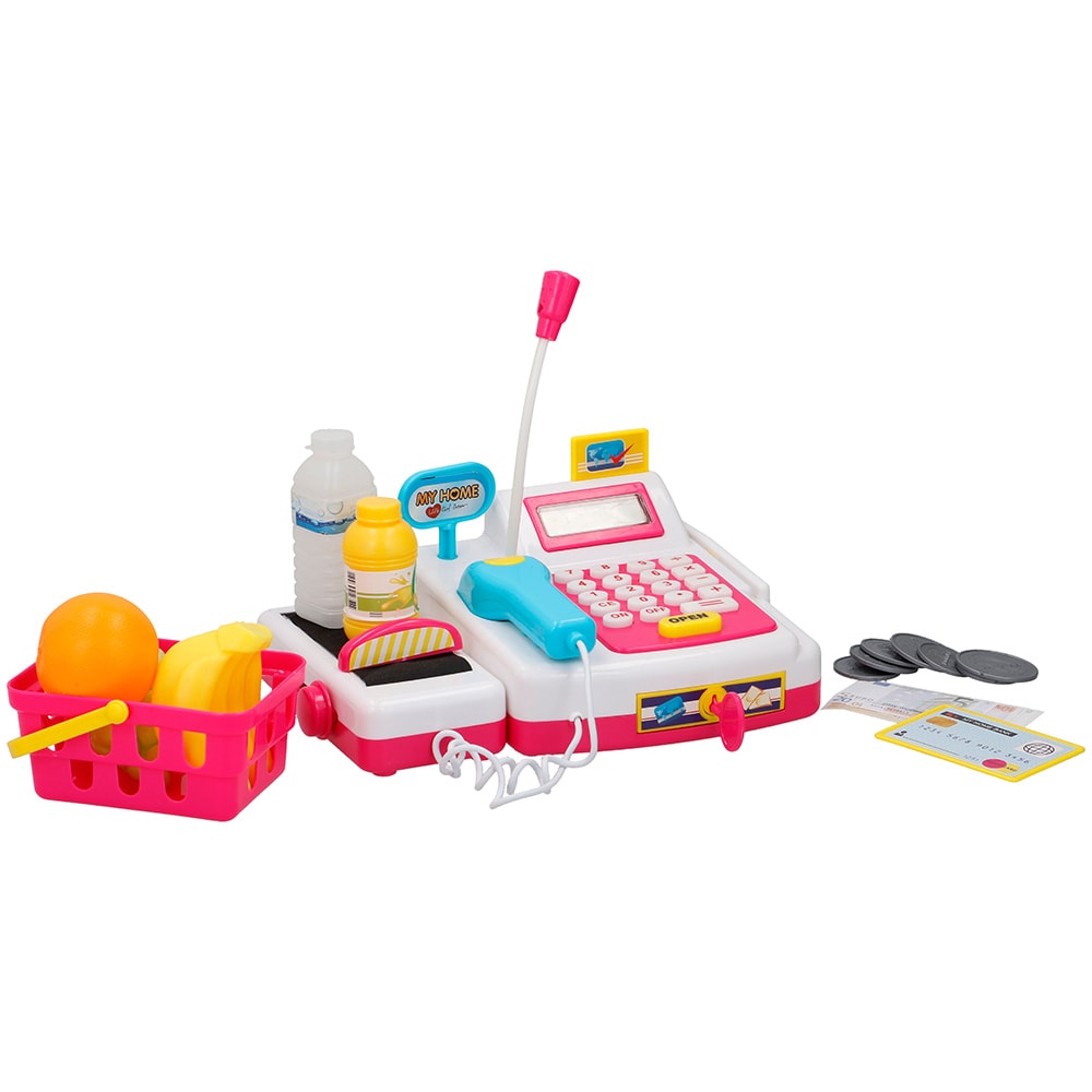 Legekasse Eddy Toys 24 dele / kasseapparat med scanner lys og lyd / butiksleg