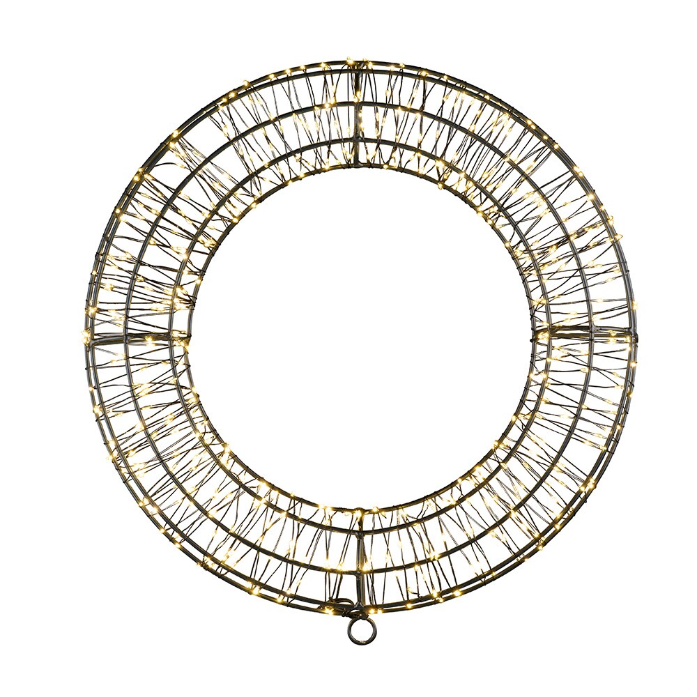 Julekrans med LED-belysning Ø38 cm / dekorativ metalkrans med 480 LED og timer – Sort