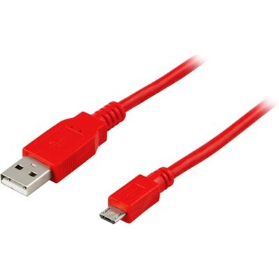 USB-kabel 2.0 typ A til Micro-B, 2m, Rød