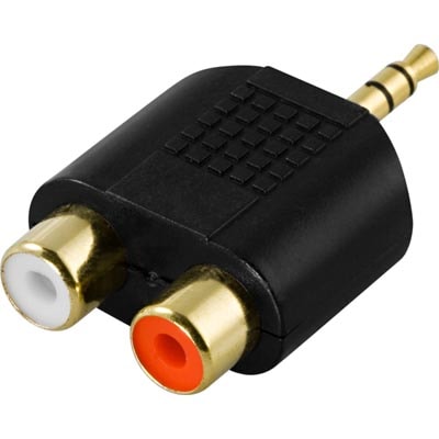 multimedia-adapter, 2xRCA female til 3,5mm male
