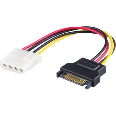 Strømadapter for harddrives, 4-pin til Serial ATA strømkontakt