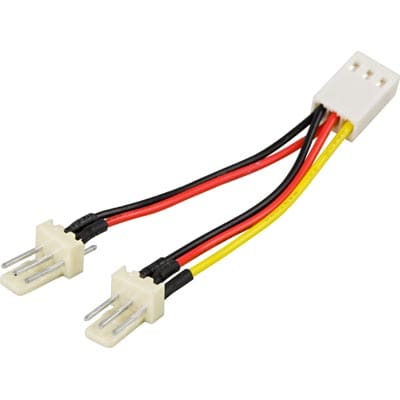 Adapterkabel for 3-pins ventilator, Y-kabel 2-1