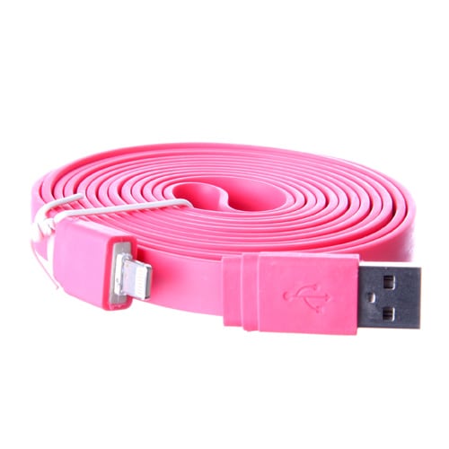 Usb-kabel "Flat" til iPhone 5 / SE / 6 / iPad 4 - Pink