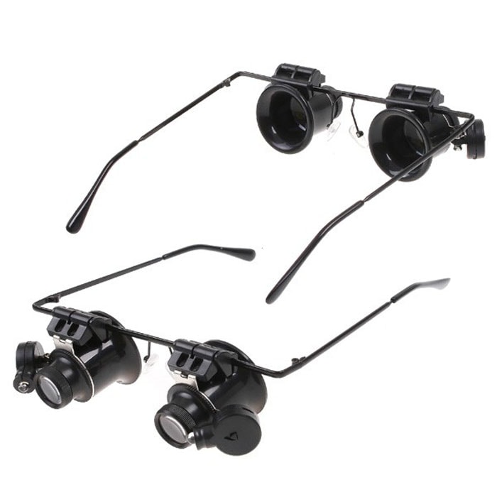 Forstørrelsesbriller x20 med LED-belysning