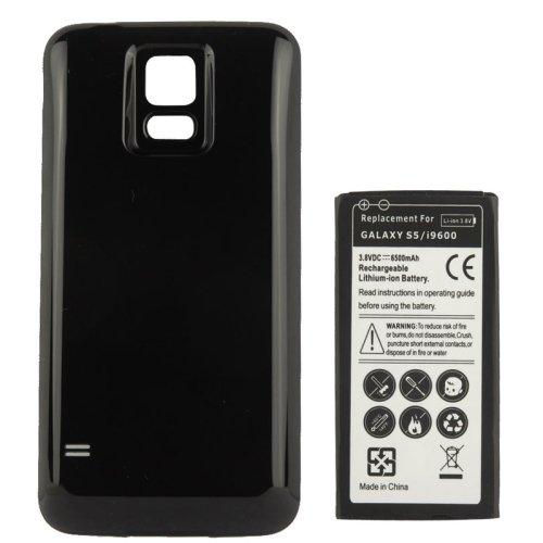 Batteri + dæksel til Samsung Galaxy S5 - sort 6500mA