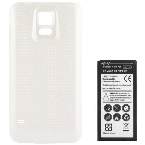 Batteri+ dæksel til Samsung Galaxy S5 - hvid 6500mAh