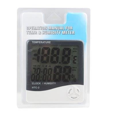 Termometer indendørs / udendørs 3,8" LCD med ur og kalender