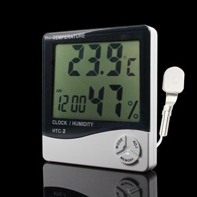Termometer indendørs / udendørs 3,8" LCD med ur og kalender