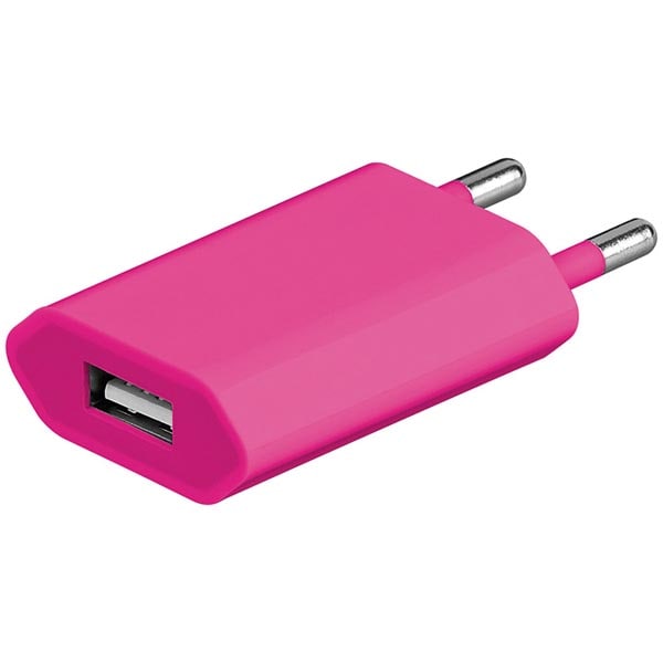 Lyserød USB-lader til Mobiltelefon - Universal