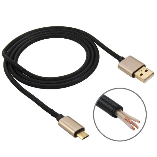 Usb-kabel Micro-usb i Stof med Metalhoved