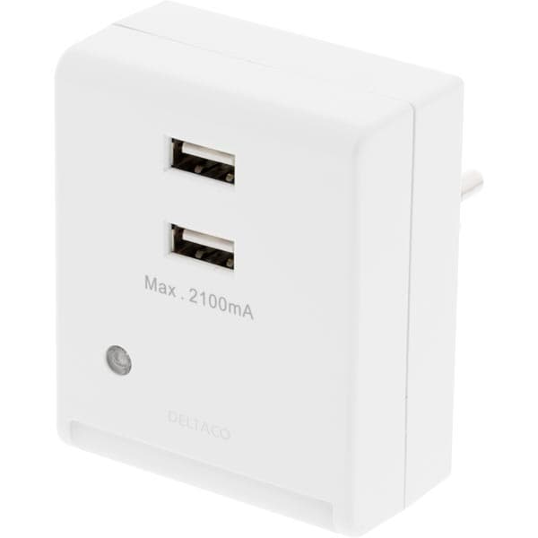 Vægoplader med 2 x USB 2,1A