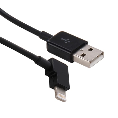 USB-kabel iPhone 5/6 - Vinklet Kort Model - Sort
