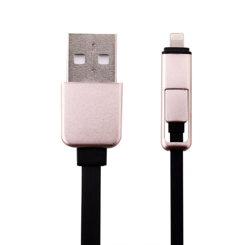 USB-kabel 2-i-1 til iPhone / Micro USB Der Kan Trækkes Ud og Som Ikke Filtrer Sammen