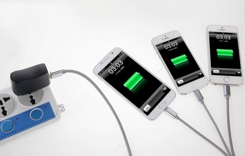 USB-kabel i Stof 3-i-1 til iPhone/iPad & Micro-USB