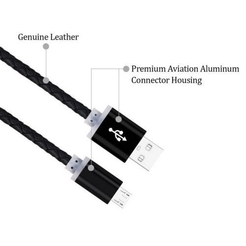 Læder Micro-USB-kabel til Opladning af Mobil