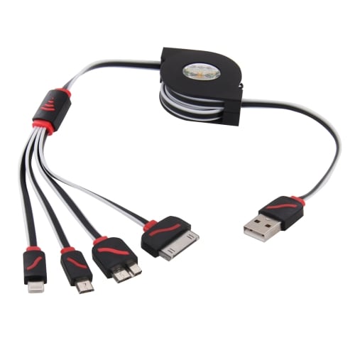 USB-kabel 4-i-1 med Oprulningsfunktion Der ikke Filtrer Sammen