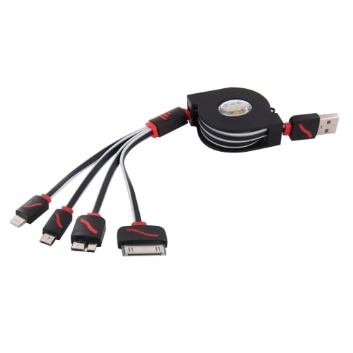 USB-kabel 4-i-1 med Oprulningsfunktion Der ikke Filtrer Sammen