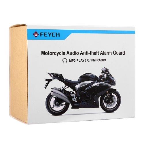 Motorcykelalarm med FM-radio MP3-player og Mobillader