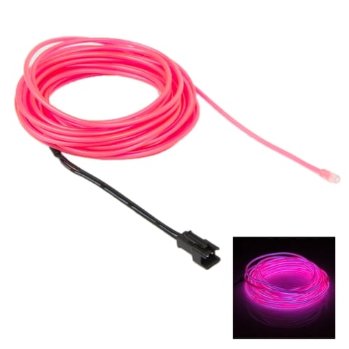 Neon Wire til Bil - 5 m Vandtæt Lyserød Farve
