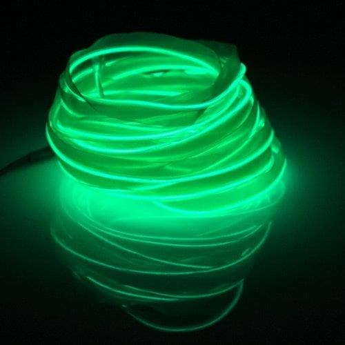 Neon Wire Flad til Bil - 5 m Vandtæt Grøn Farve
