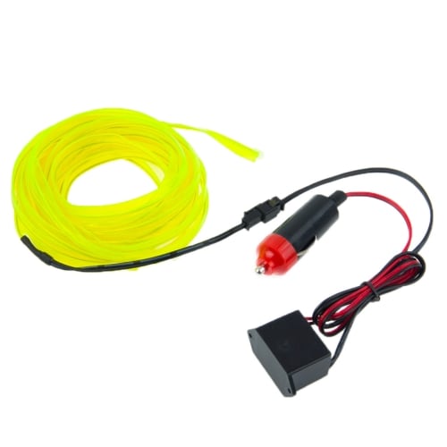 Neon Wire Flad til Bil - 5 m Vandtæt Gul Farve