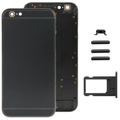 Komplet Cover iPhone 6 - Batteridæksel / Simkort-holder / Knapper - Sort