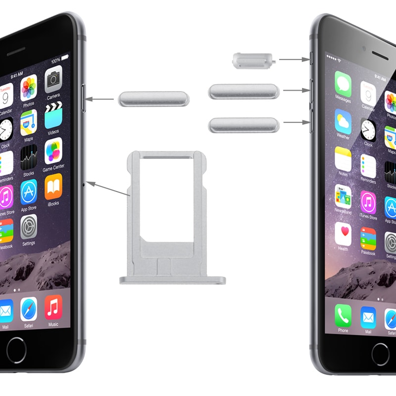 iPhone 6 Simkort-holder / Lydstyrkeknapper / Strømknap / Lydløs - Sølv