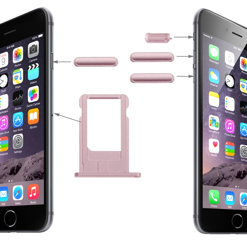 iPhone 6 Plus Simkort-holder / Lydstyrkeknapper / Lydløs / Strømknap - Lyserød