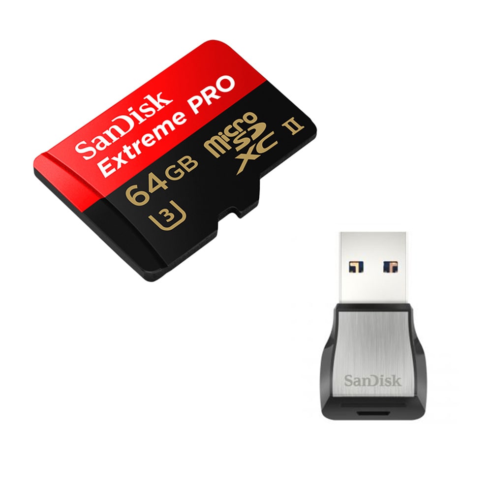 64GB SanDisk MicroSDXC ExtremePro 275MB/s + Kortlæser