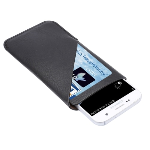 Slip-In Etui med Kortlomme til Mobiltelefoner i Normal Størrelse - iPhone / Samsung