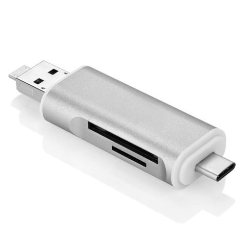 OTG Smartphone Kortlæser 3-i-1 Type-C & Micro USB & USB 2.0 3-Portes SD / MicroSD