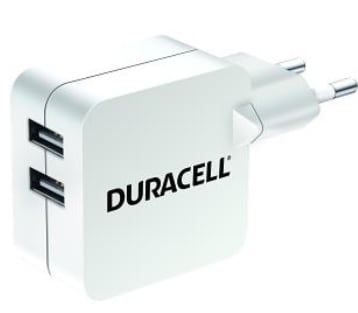 Duracell 2 x USB-lader 4,8A (2 x 2,4A) - Hvid