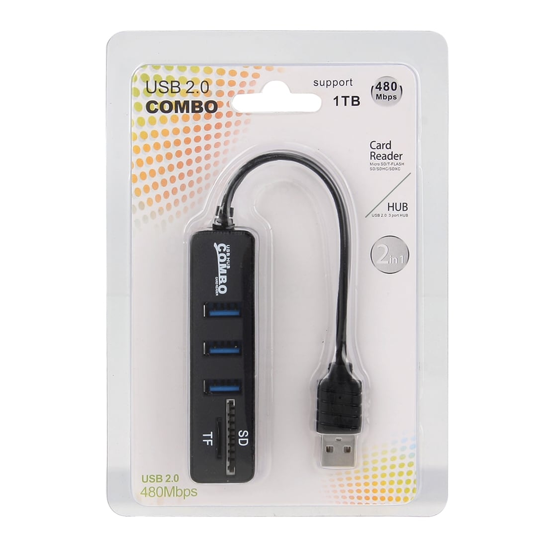 USB Kortlæser / Hub - 2-i-1