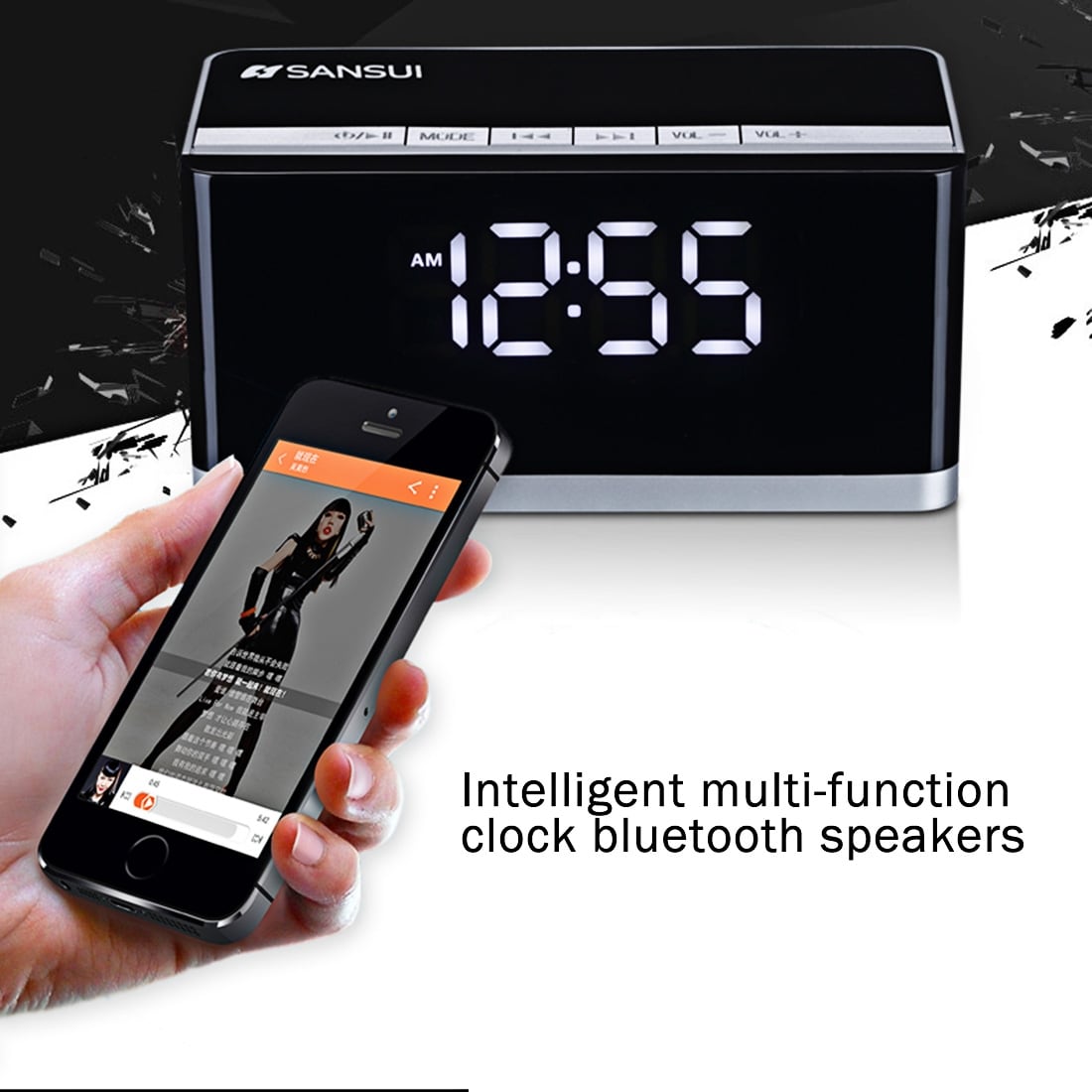 Bluetooth Clockradio med Højttaler/Handsfree/Mikrofon