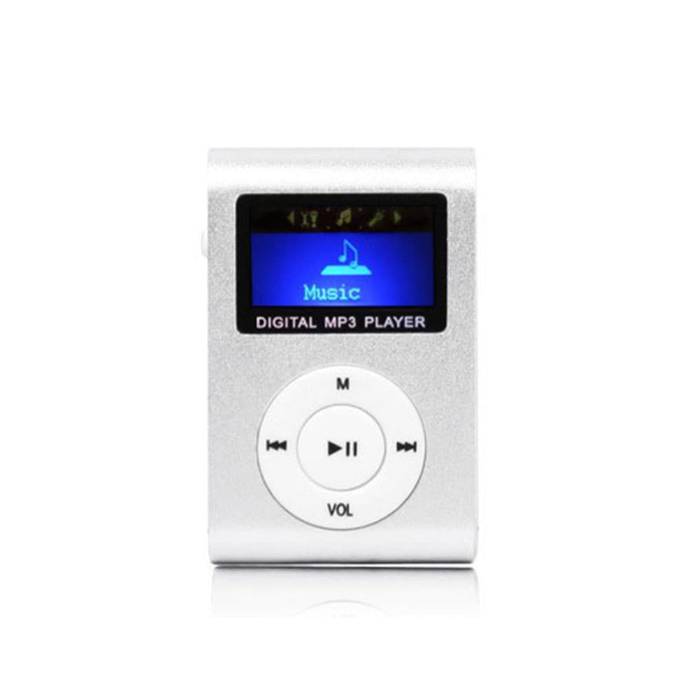 MP3-afspiller med LCD-skærm og MicroSD-læser - kompakt musikafspiller med klips og genopladeligt batteri