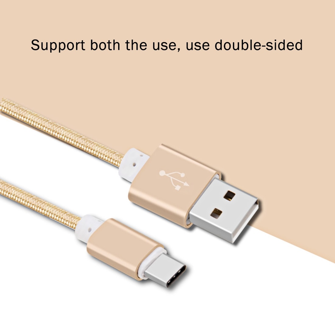 Stofbeklædt USB 3.1 Type-C til USB 2.0 Data/Ladekabel med Metalhoved