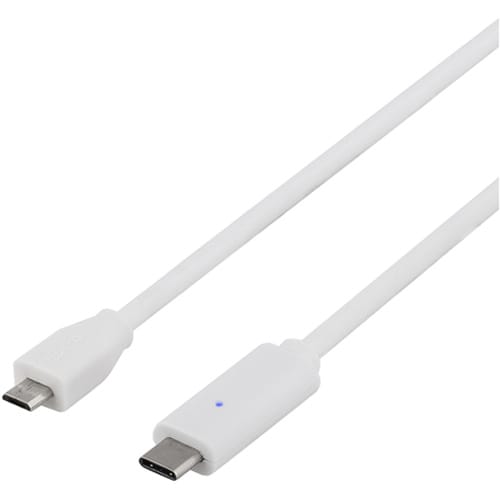 USB 2.0 kabel, Type C - Micro B ha, 1,5m, hvid