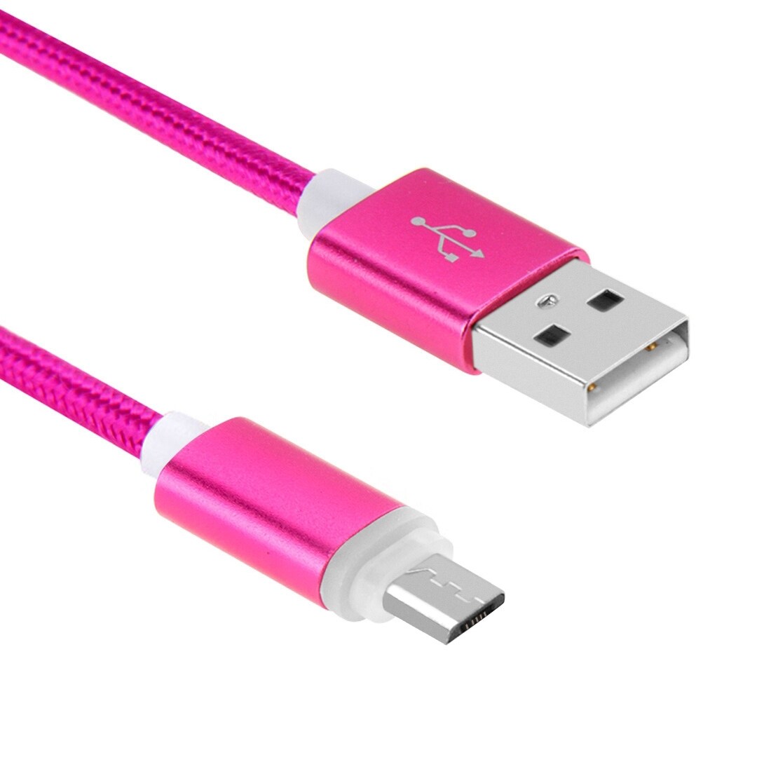Solidt stofbeklædt Usb-kabel Micro USB med metalhoved - Storpak 8 stk. i forskellige farver