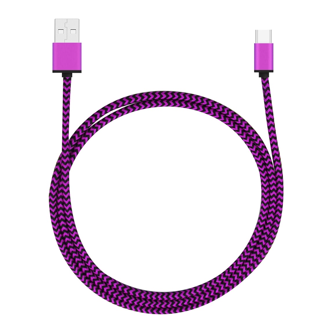 Solidt stofbeklædt Usb-kabel USB type C med metalhoved - Storpak 5 stk. i forskellige farver