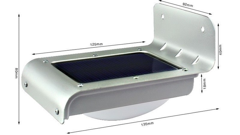 16 LED Solcelle Udebelysning med bevægelsesdetektor