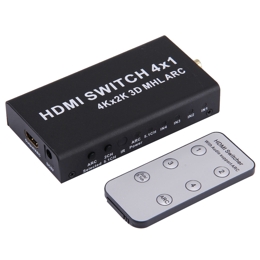 HDMI 4K 4x1 Multi-funktion Switch - ARC / MHL - Fjernkontrol indgår