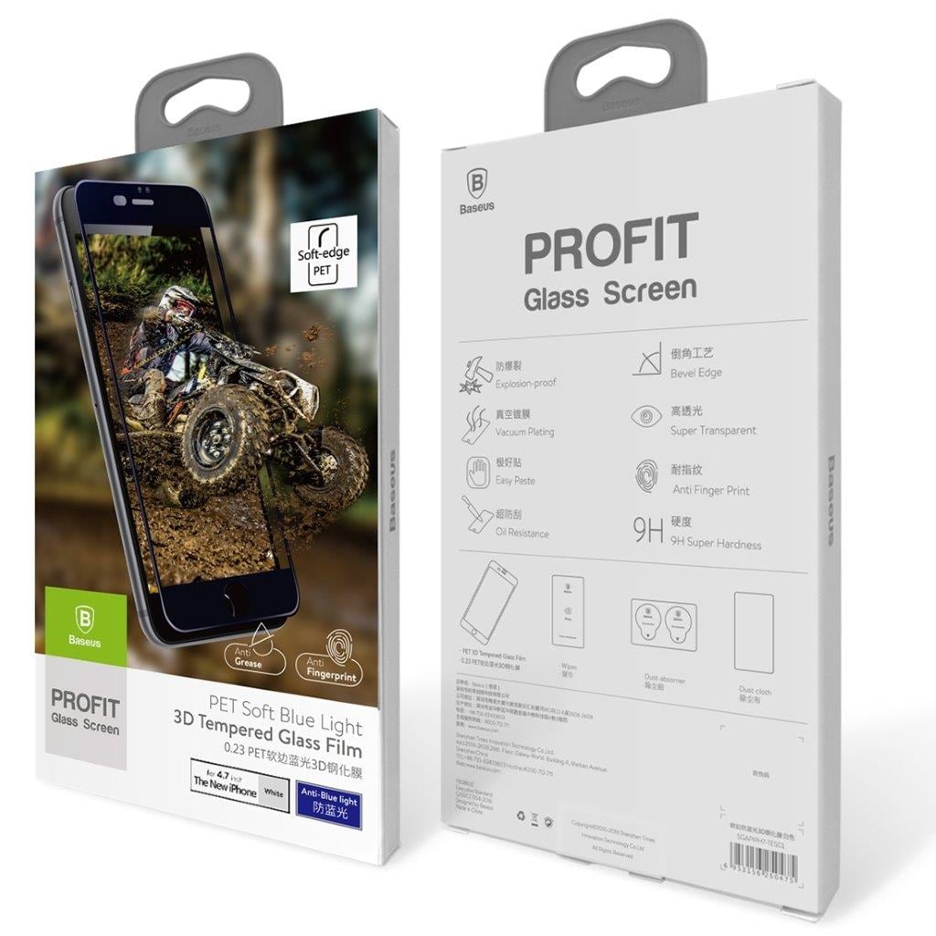 Baseus Glasbeskyttelse iPhone 8 / 7 - Fuld Skærmbeskyttelse Hvid